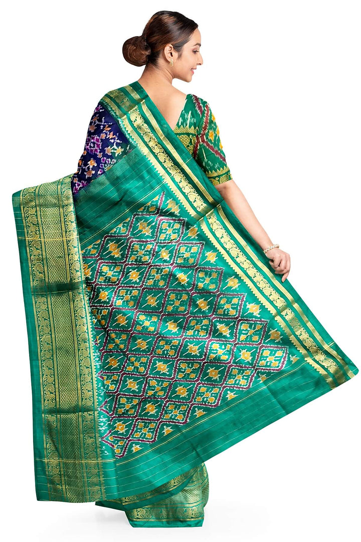 Ikkat pure silk saree in navy blue