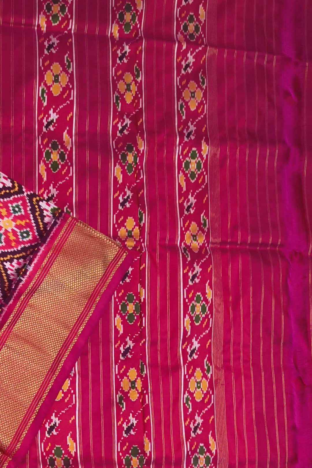 Ikkat pure silk saree in magenta