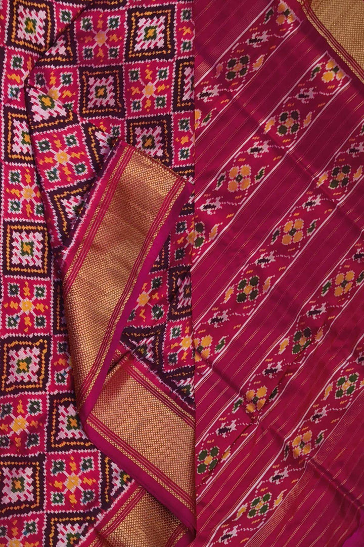 Ikkat pure silk saree in magenta