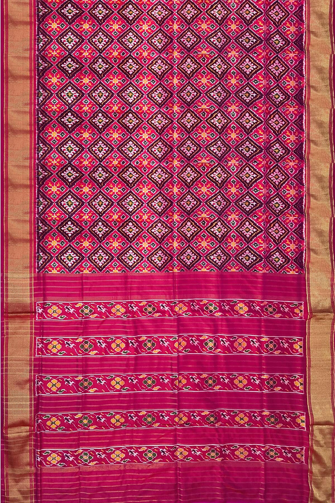 Ikkat pure silk saree in magenta