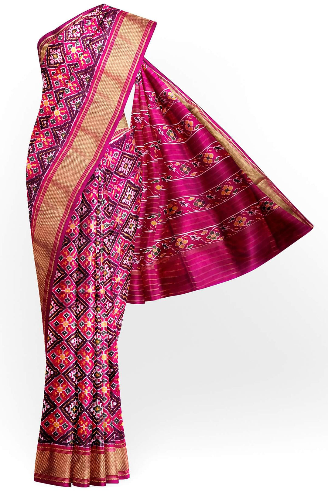 Ikkat pure silk saree in magenta