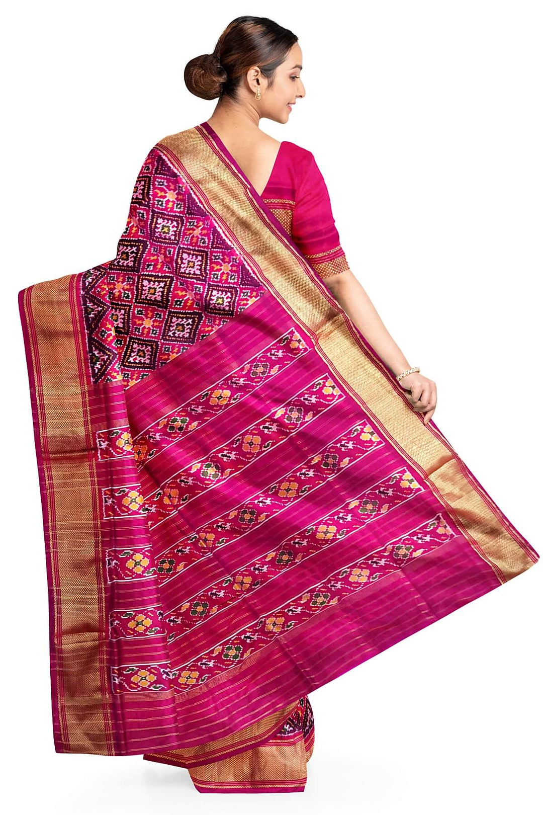 Ikkat pure silk saree in magenta