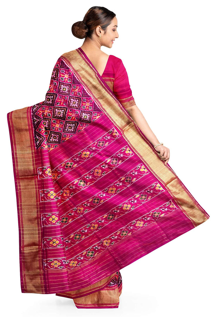 Ikkat pure silk saree in magenta