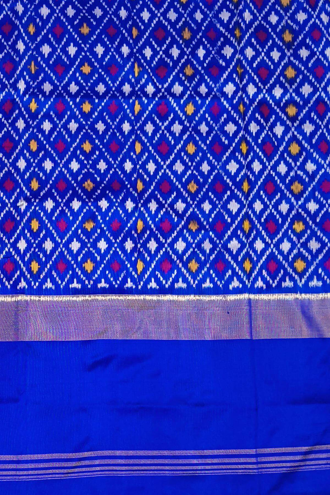 Ikat pure silk saree in  orange with small motifs