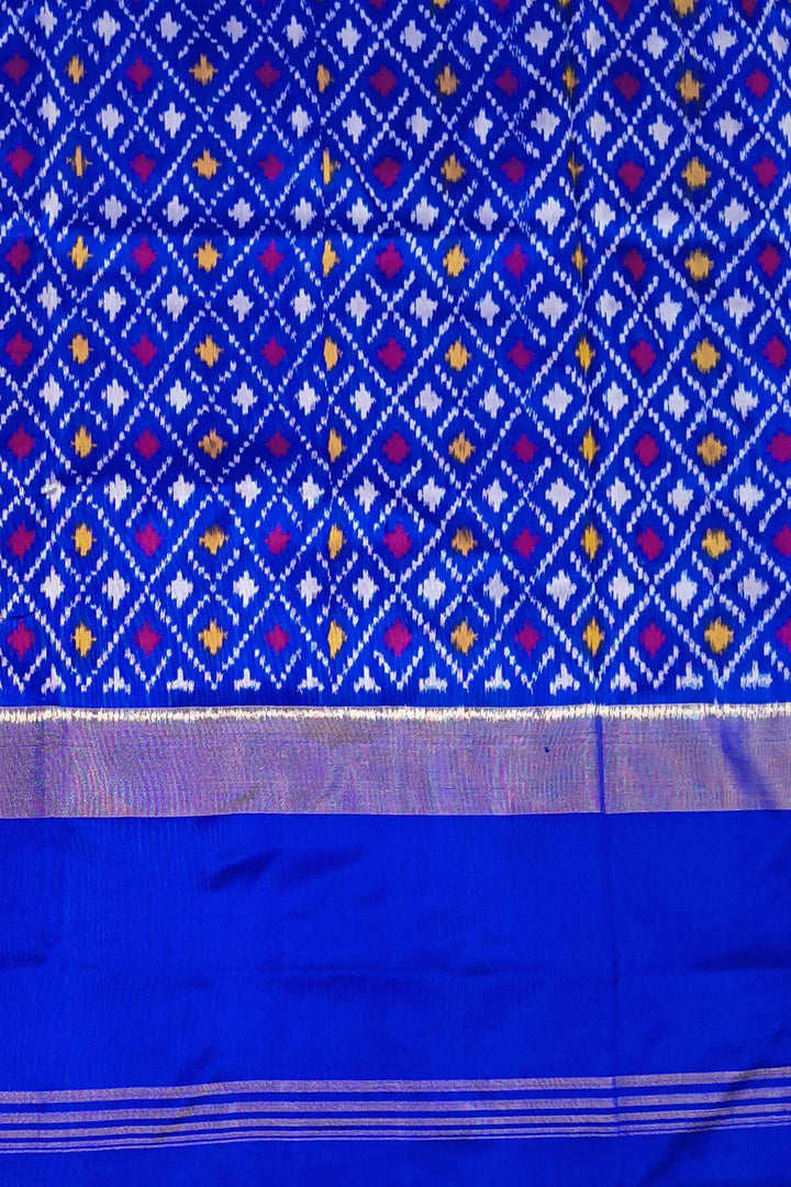 Ikat pure silk saree in  orange with small motifs