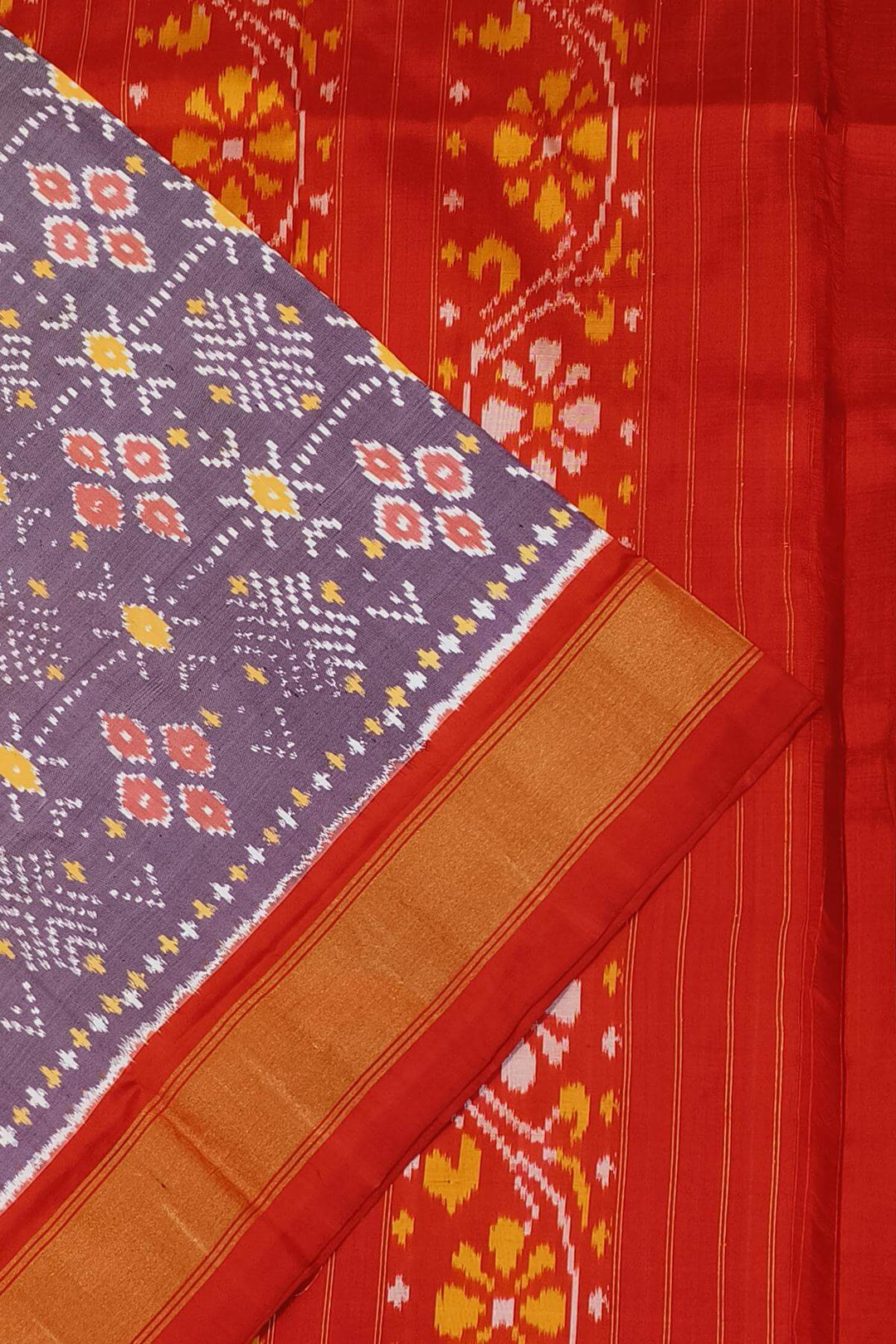 Ikkat pure silk saree in light lavender