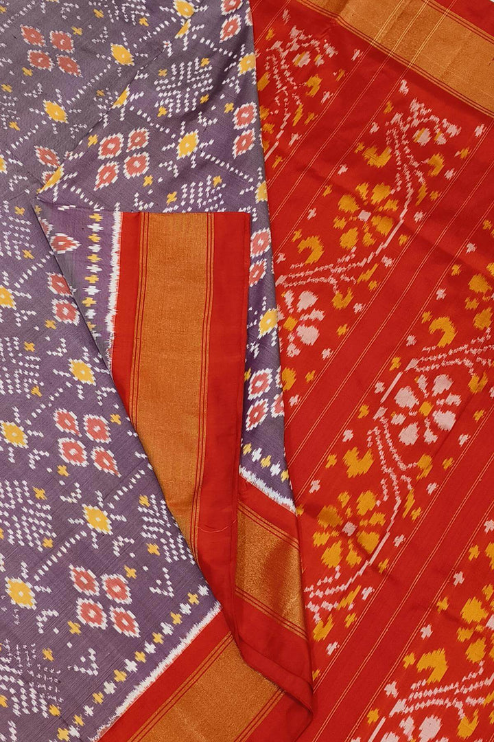 Ikkat pure silk saree in light lavender