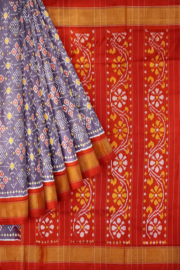 Ikkat pure silk saree in light lavender