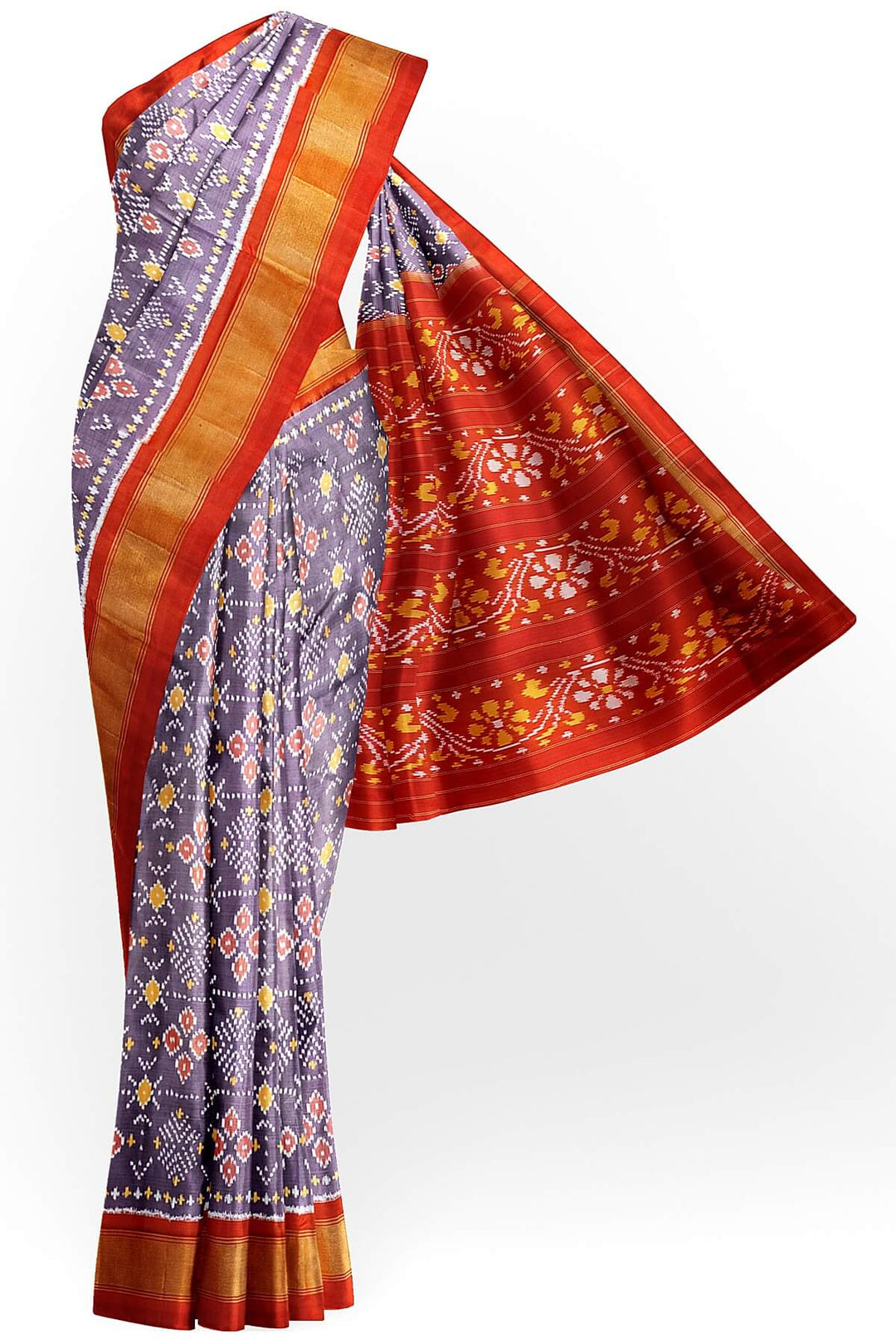 Ikkat pure silk saree in light lavender