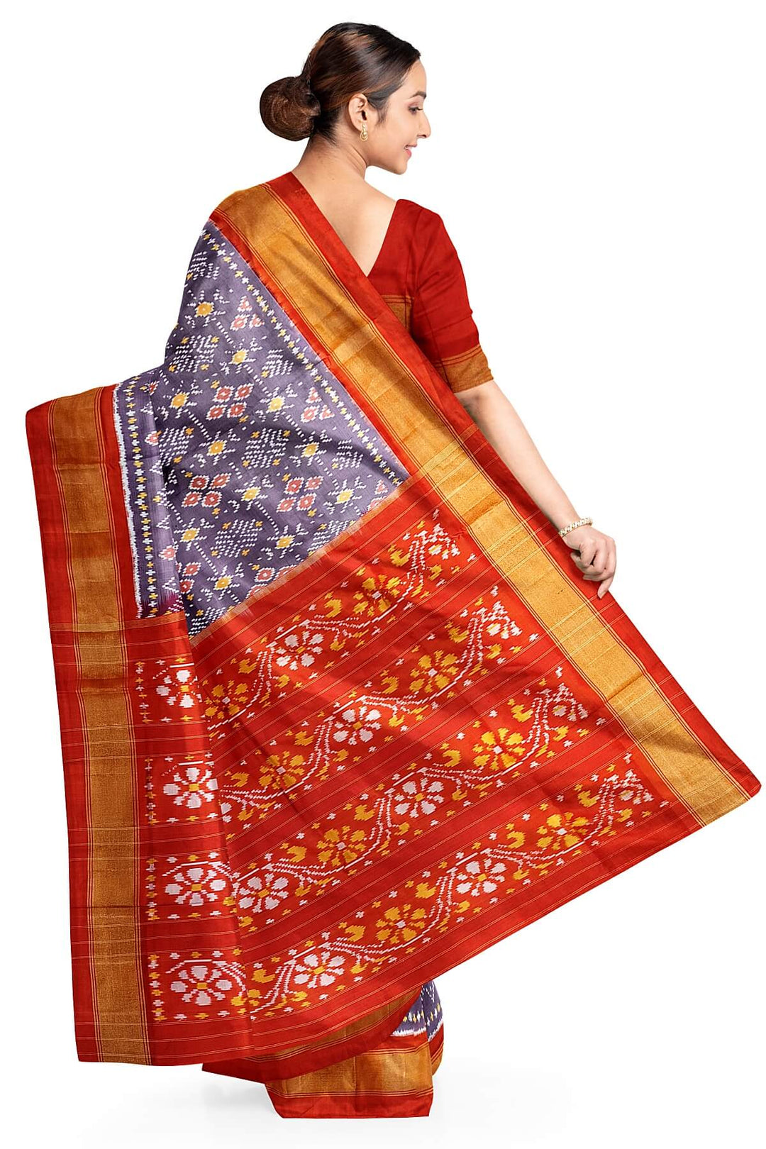 Ikkat pure silk saree in light lavender