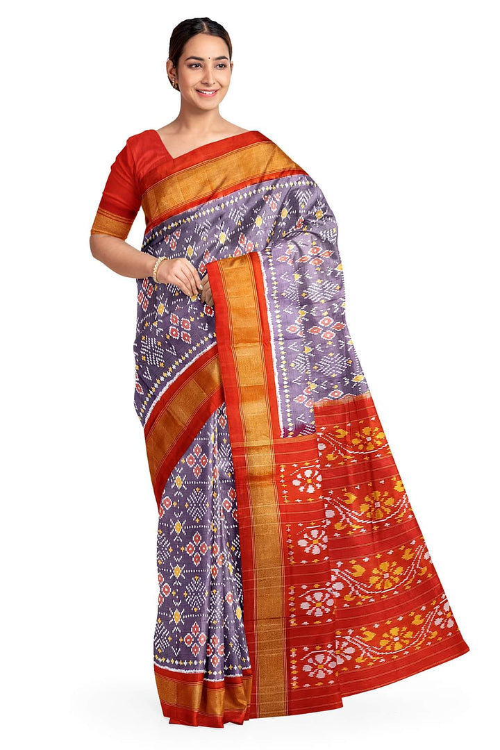 Ikkat pure silk saree in light lavender