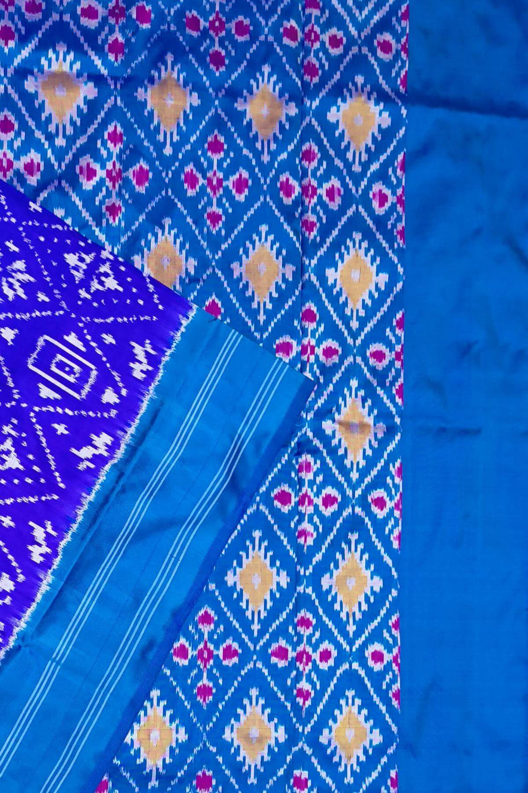 Ikkat pure silk saree in royal blue