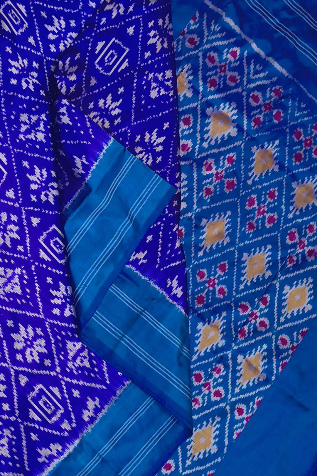 Ikkat pure silk saree in royal blue