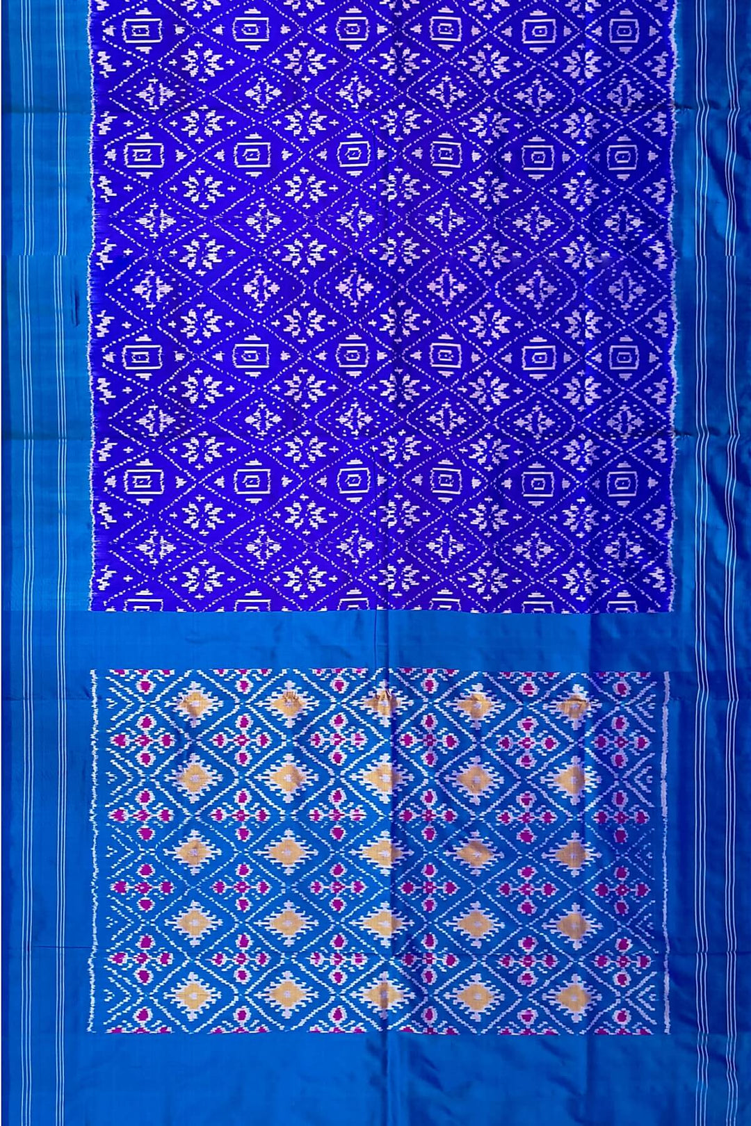 Ikkat pure silk saree in royal blue