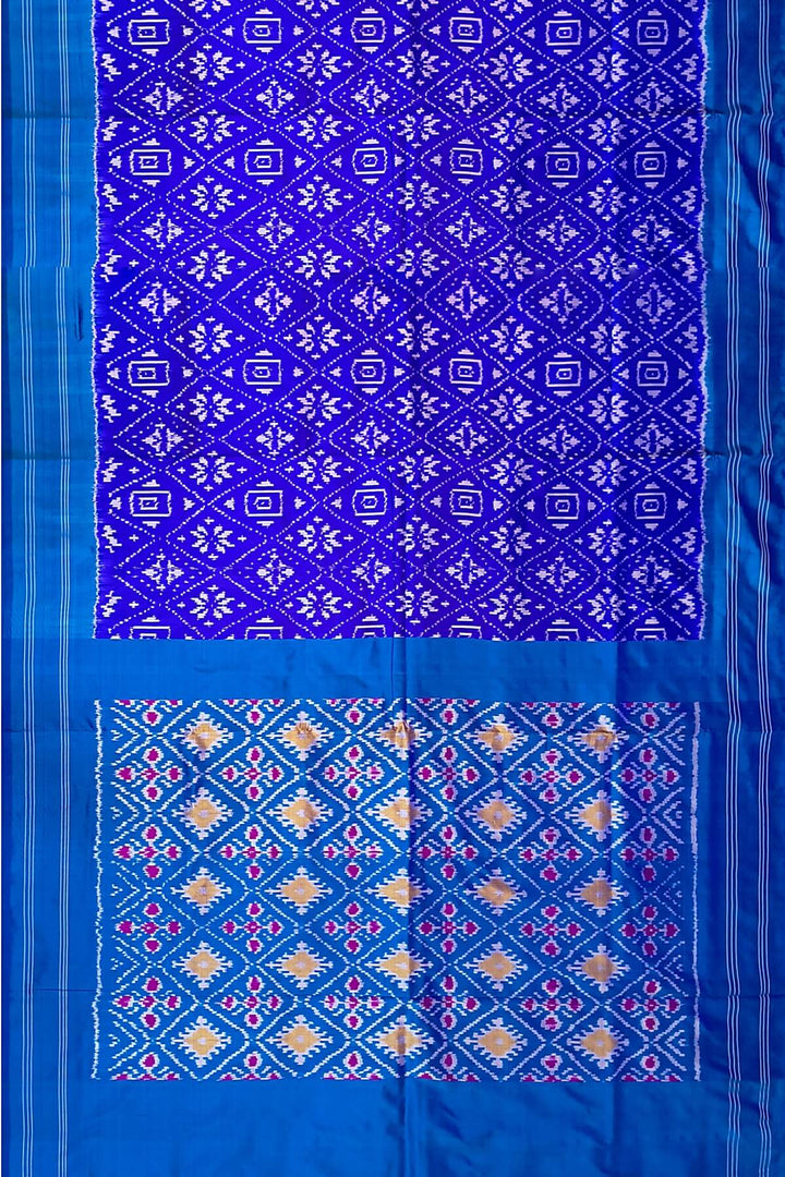 Ikkat pure silk saree in royal blue