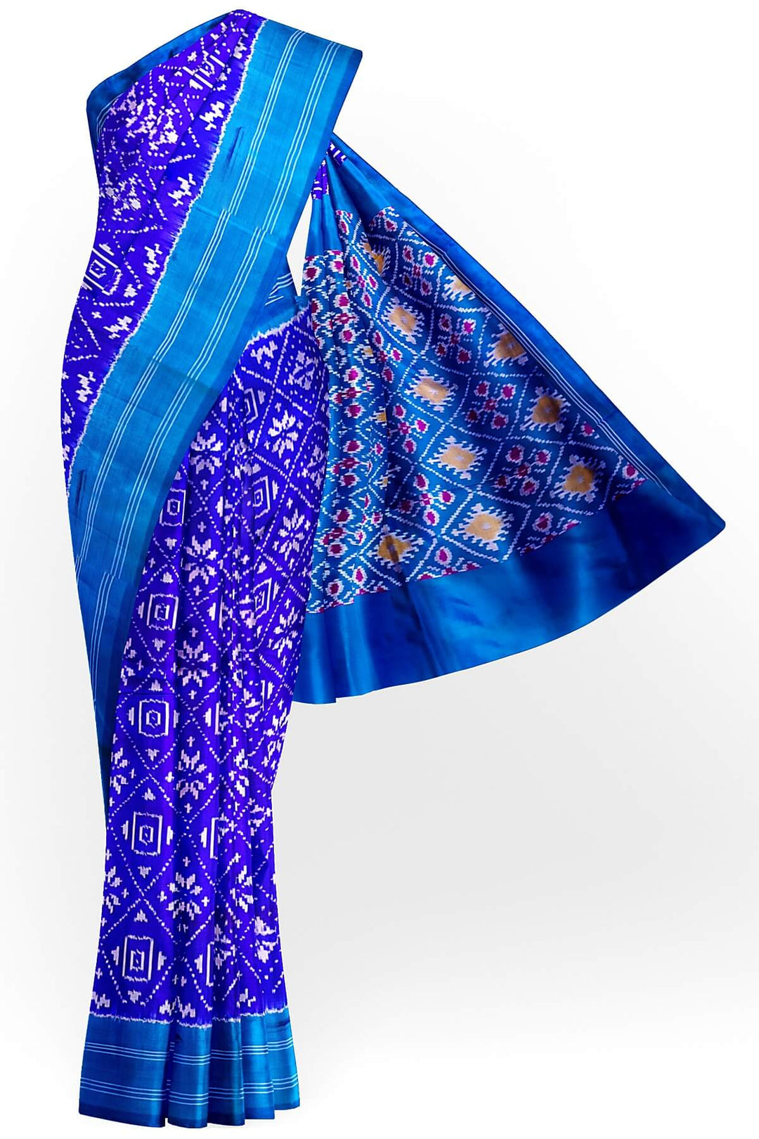 Ikkat pure silk saree in royal blue