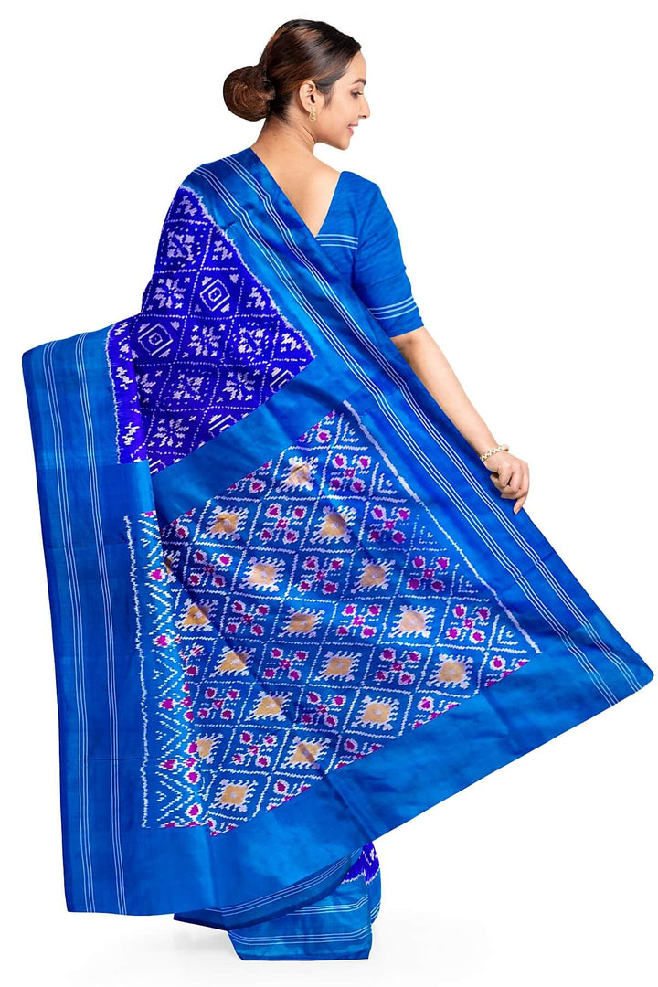 Ikkat pure silk saree in royal blue
