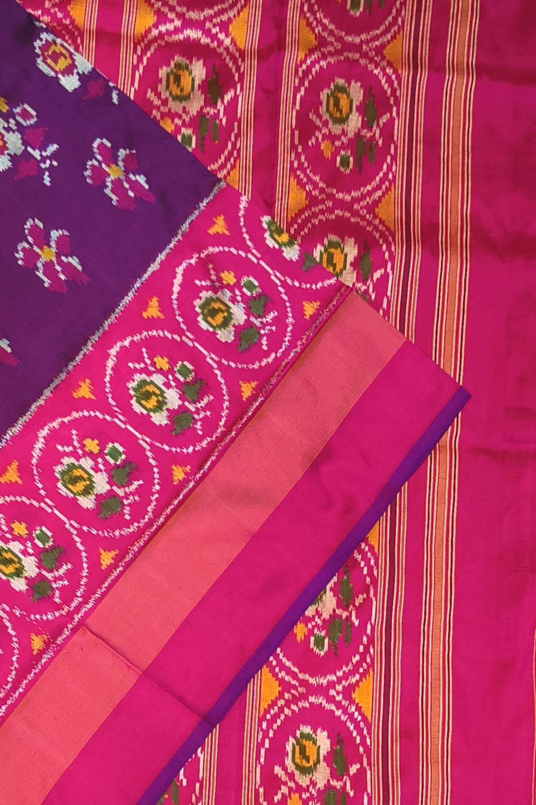 Ikkat pure silk saree in deep purple