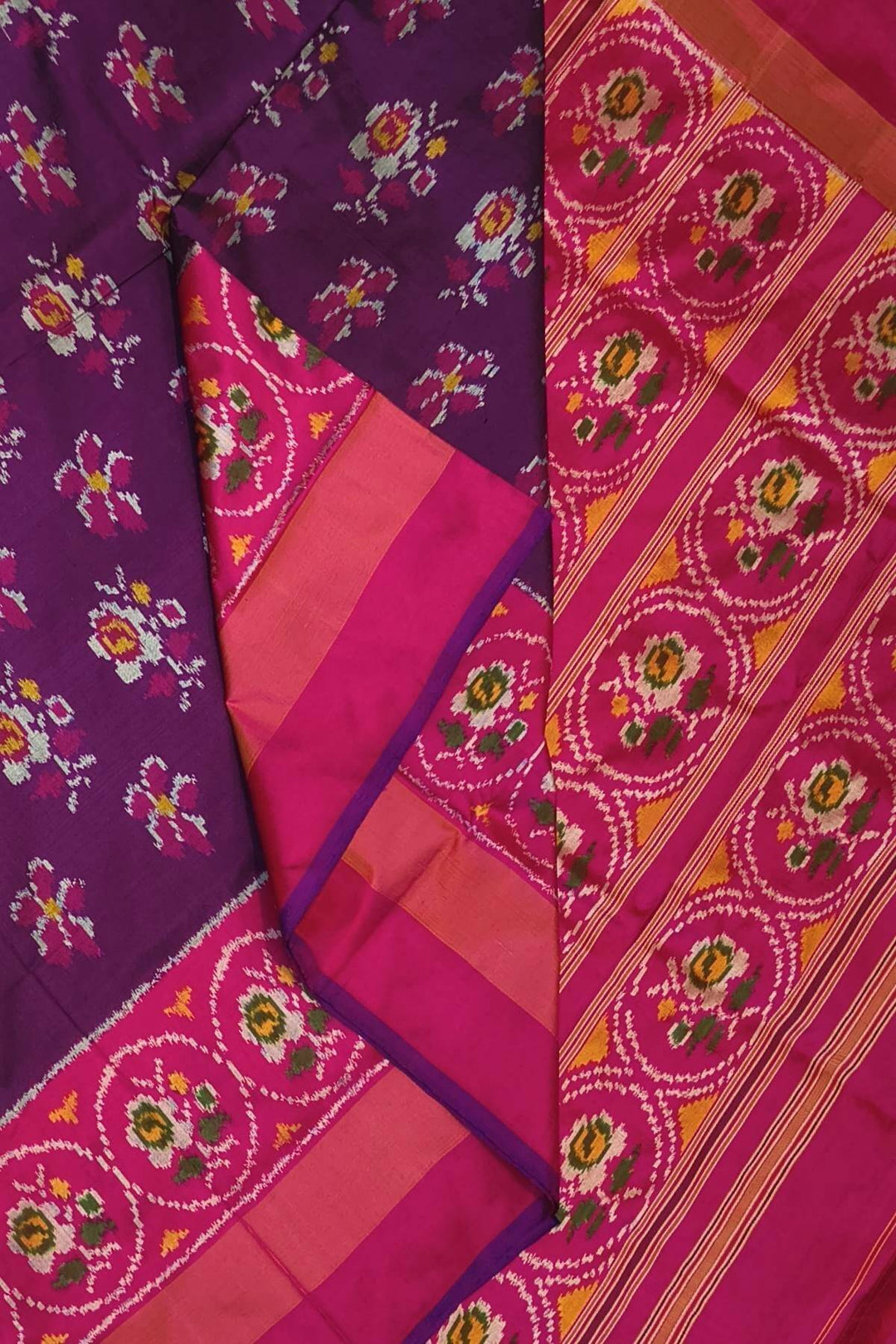 Ikkat pure silk saree in deep purple