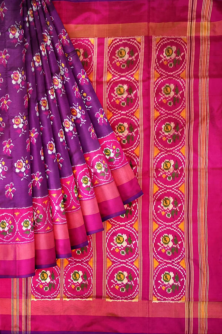 Ikkat pure silk saree in deep purple