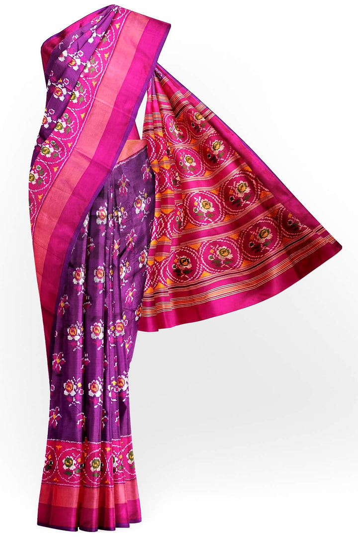 Ikkat pure silk saree in deep purple