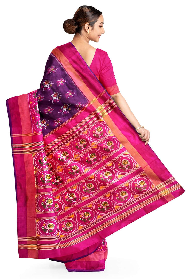 Ikkat pure silk saree in deep purple