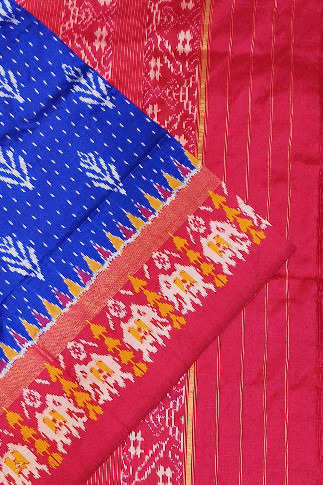 Ikkat pure silk saree  with floral  motifs