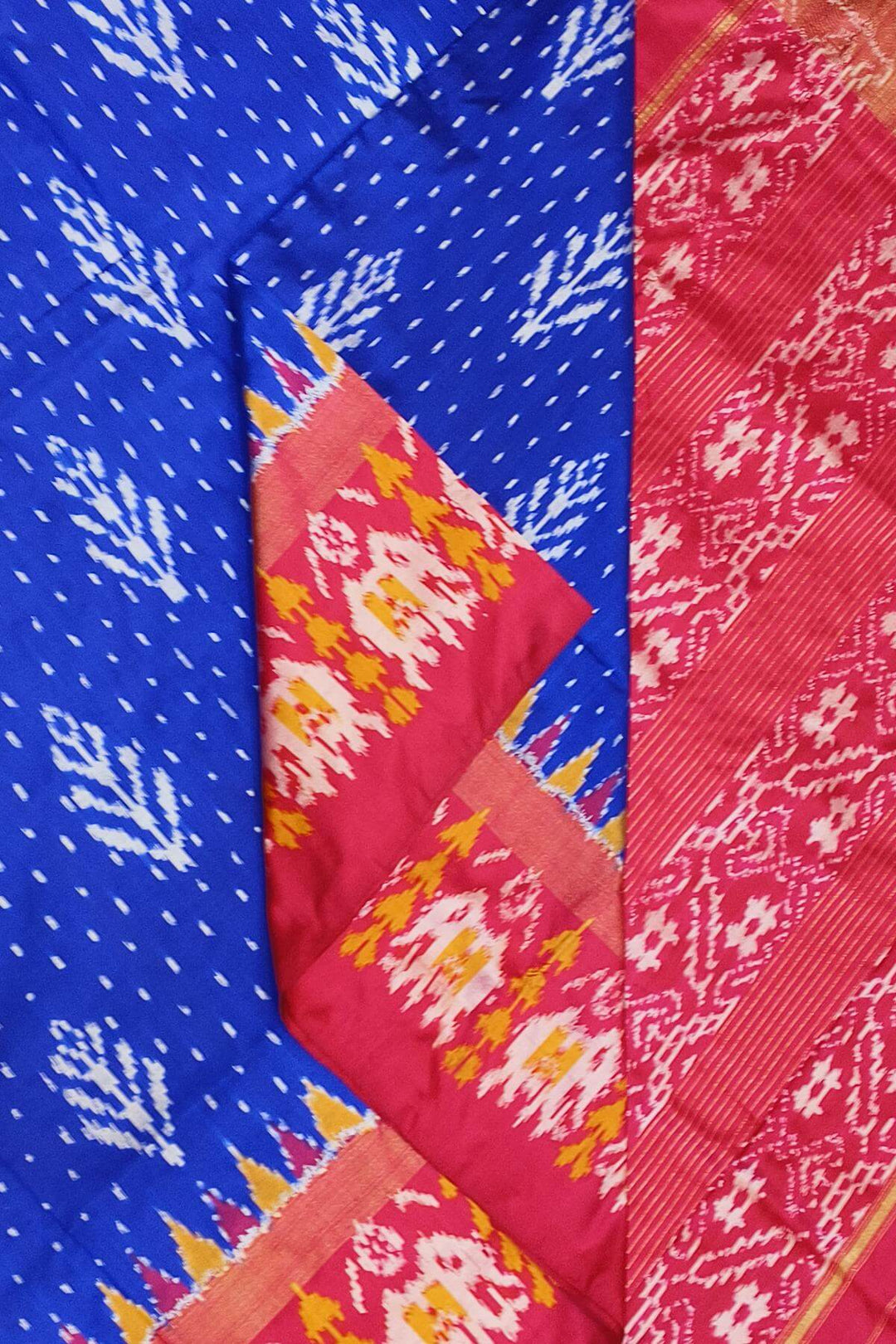 Ikkat pure silk saree  with floral  motifs