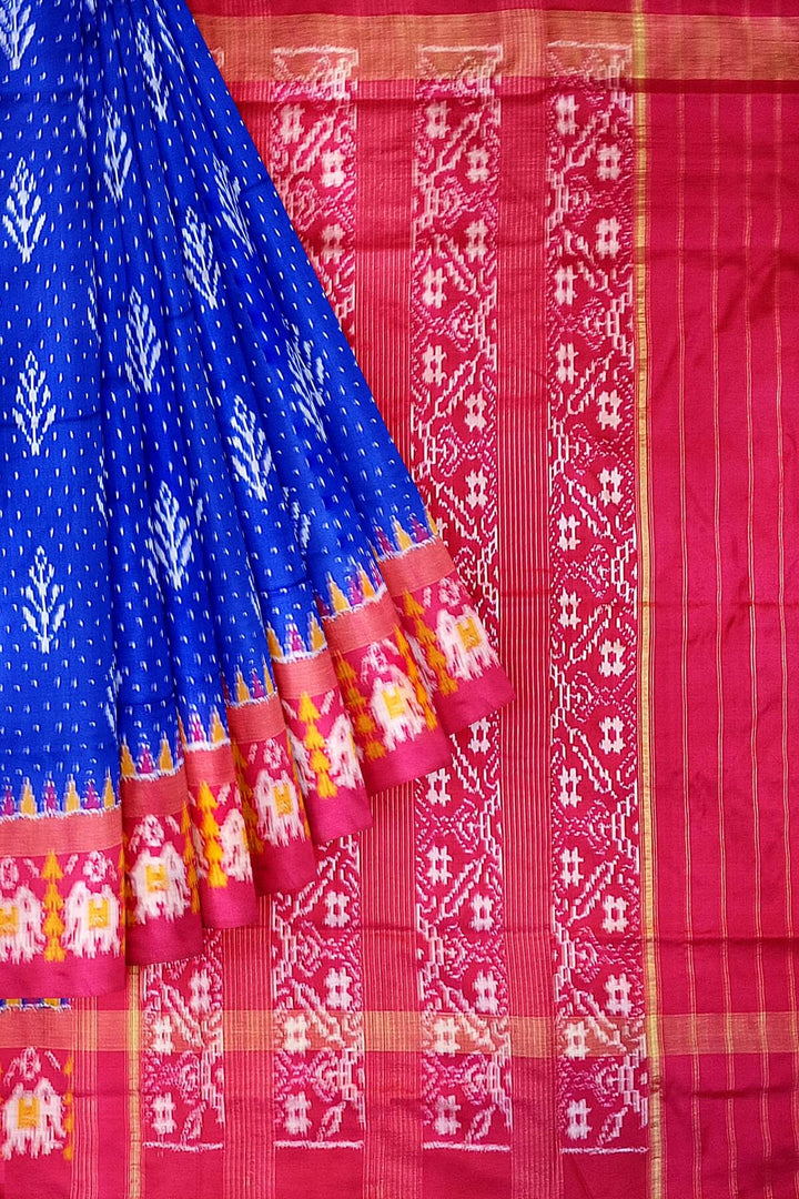 Ikkat pure silk saree  with floral  motifs