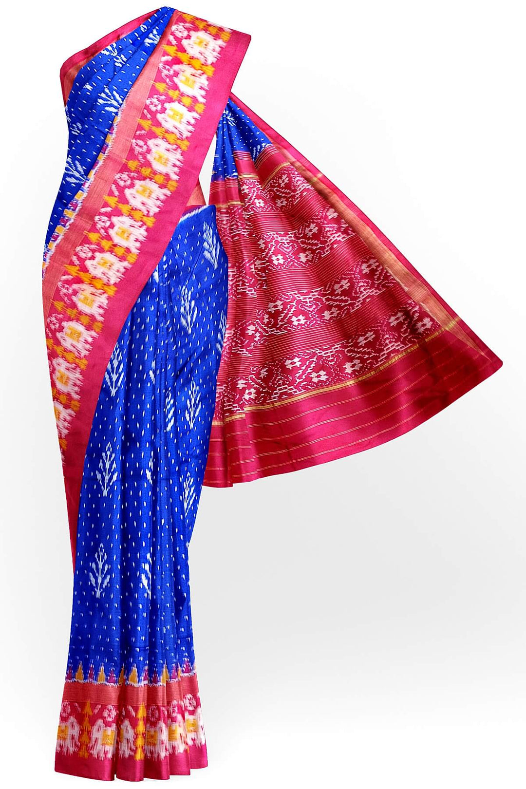Ikkat pure silk saree  with floral  motifs