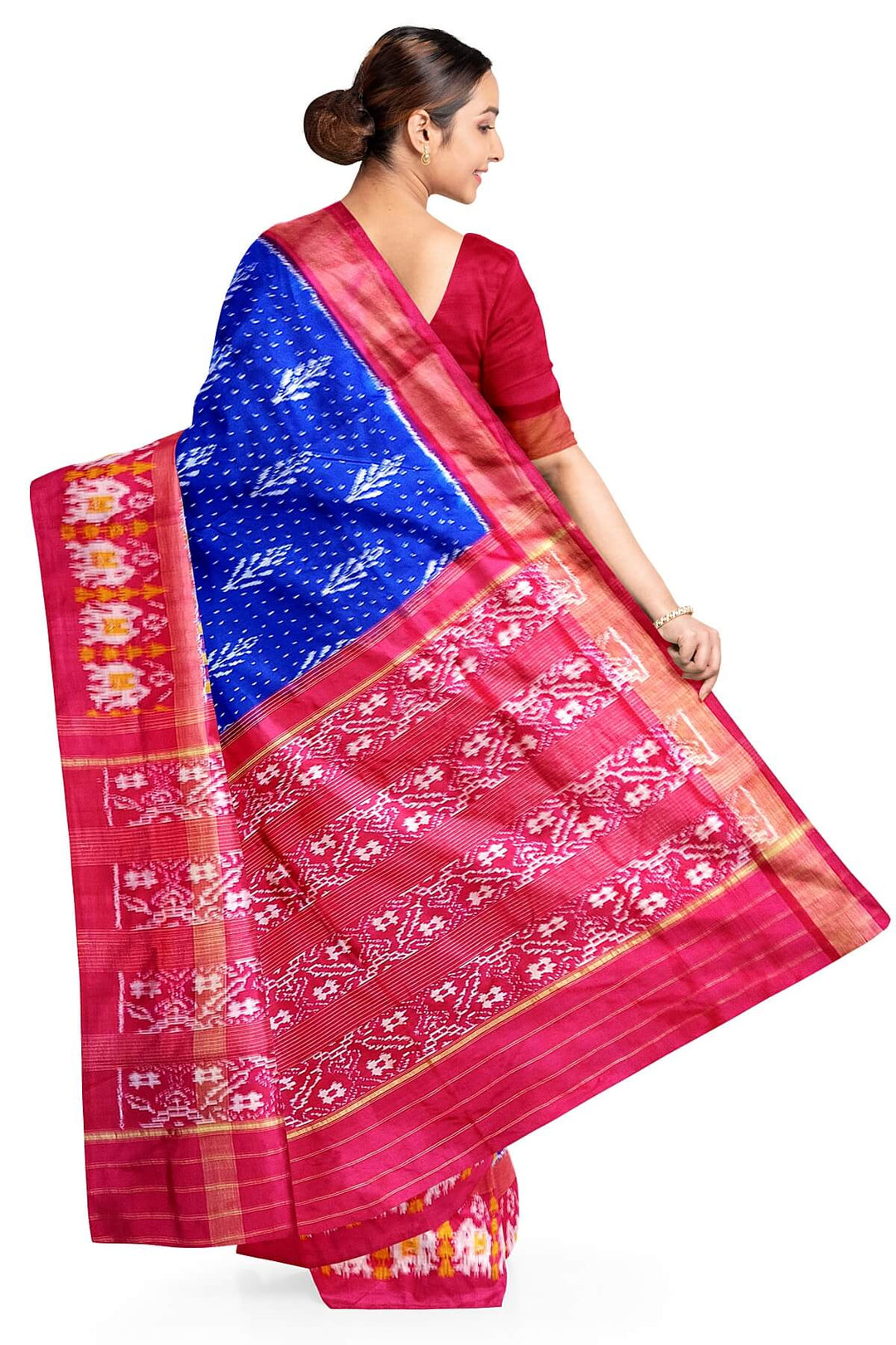 Ikkat pure silk saree  with floral  motifs