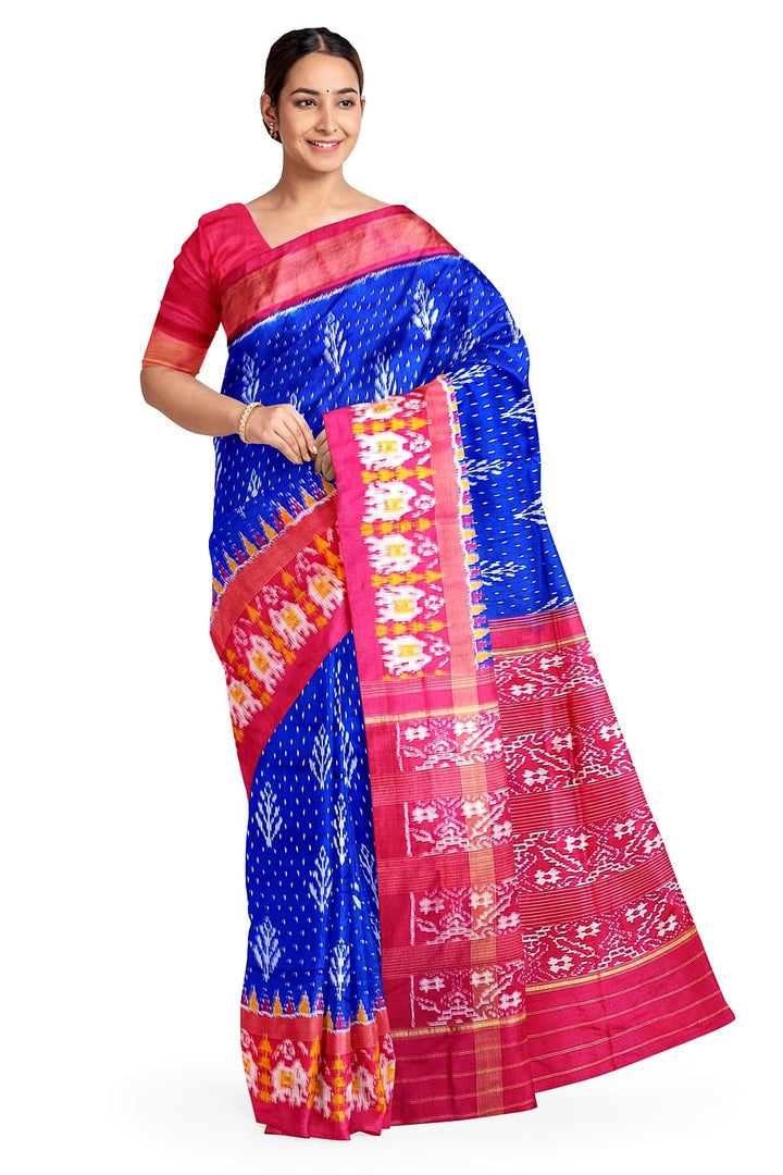 Ikkat pure silk saree  with floral  motifs
