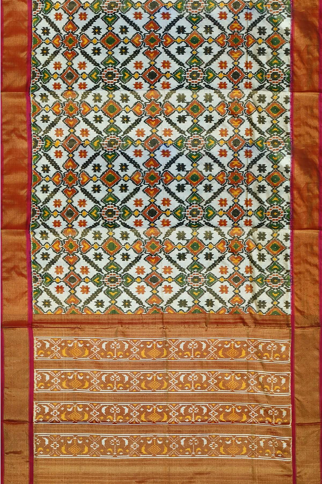 Ikkat silk tissue saree in off white