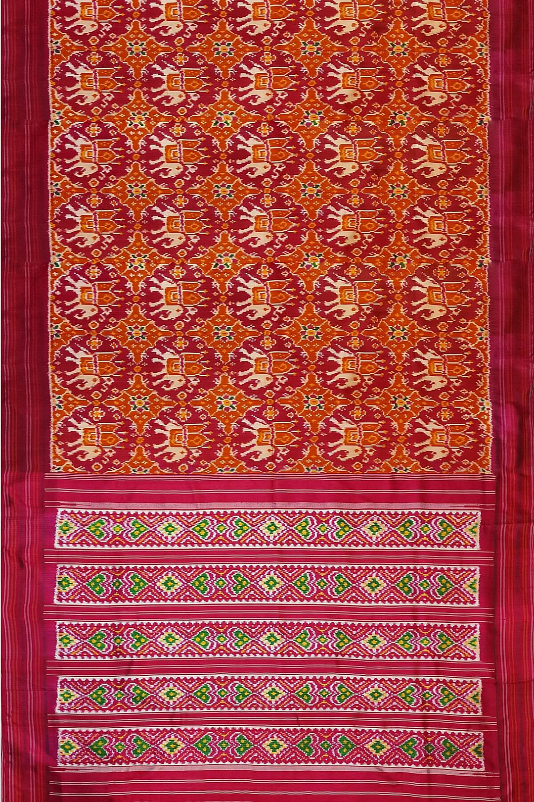 A twill weave ikkat pure silk saree in  pink
