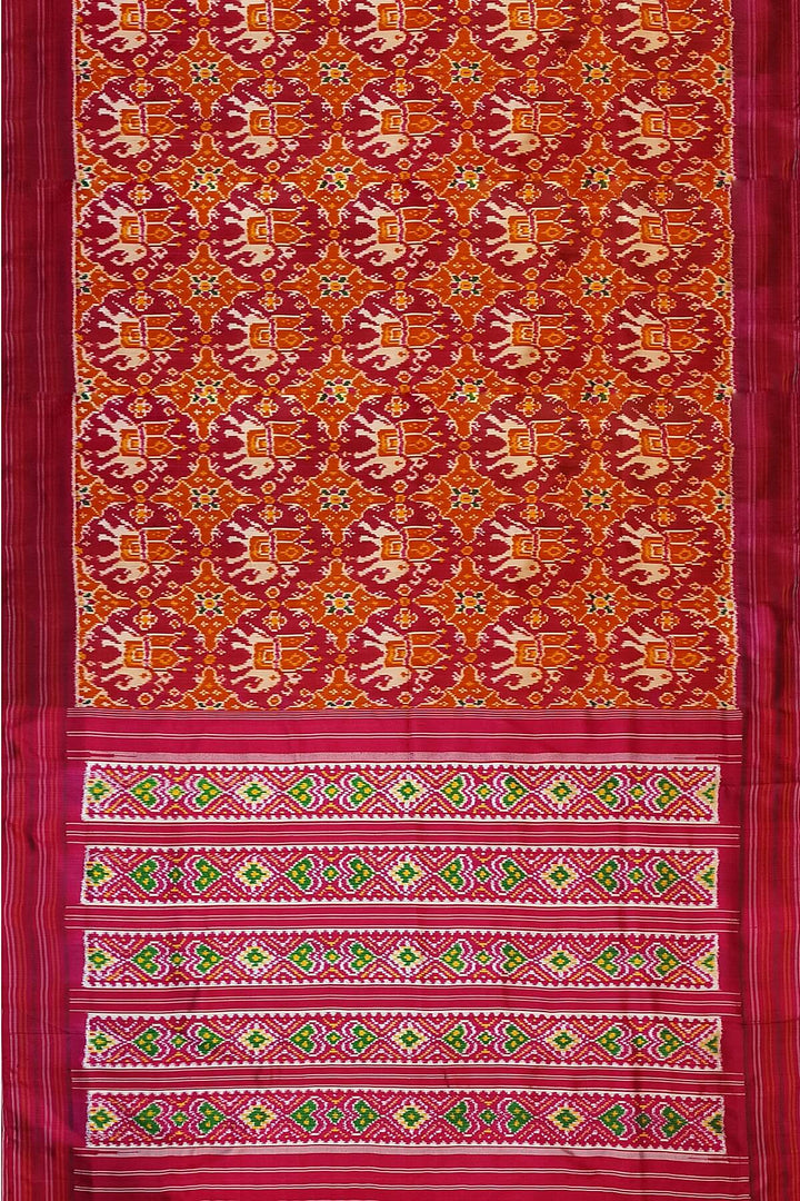 A twill weave ikkat pure silk saree in  pink