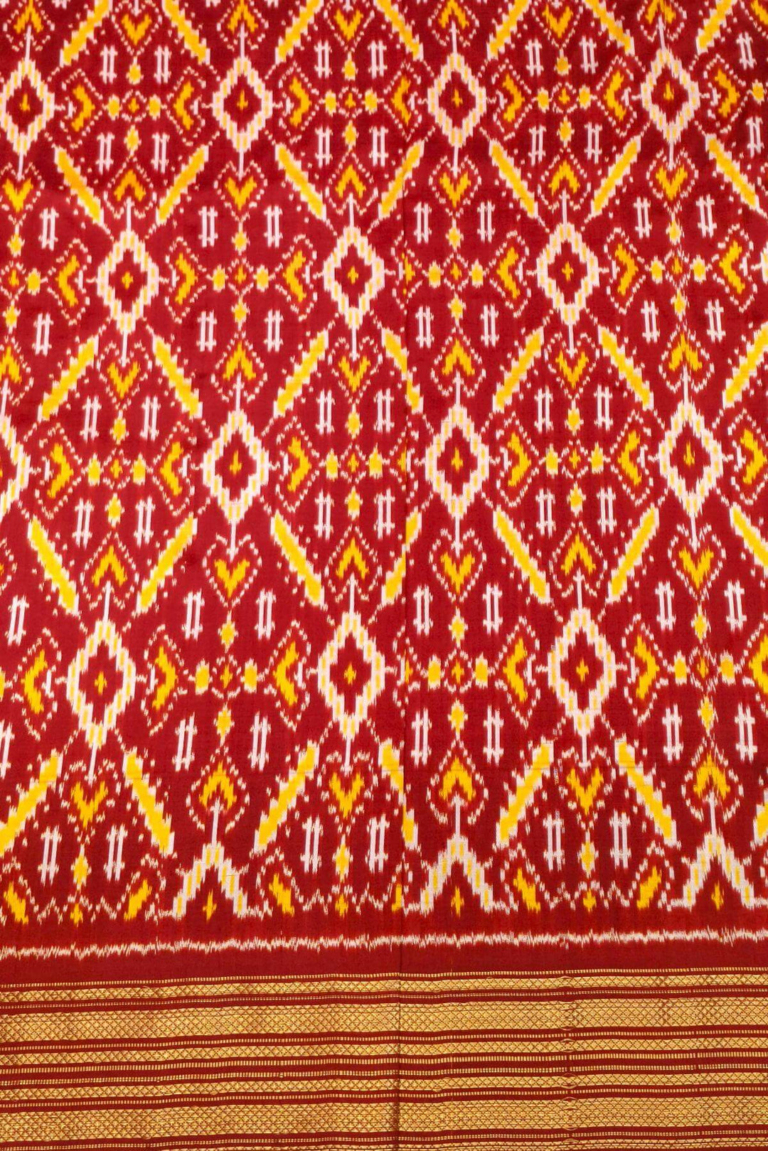 Handwoven Ikat pure silk saree in off white in  fine checks