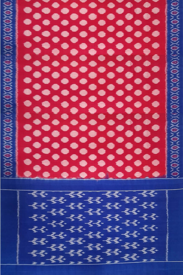 Handwoven ikat pure cotton saree in pink with polka dots