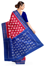 Handwoven ikat pure cotton saree in pink with polka dots