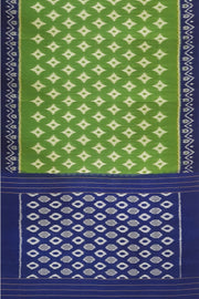 Handwoven ikat pure cotton saree  in dark green