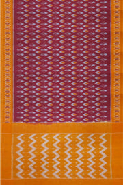 Handwoven ikat pure cotton saree in maroon with floral motifs