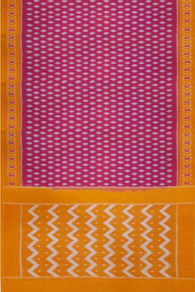 Handwoven ikat pure cotton saree in pink with floral motifs