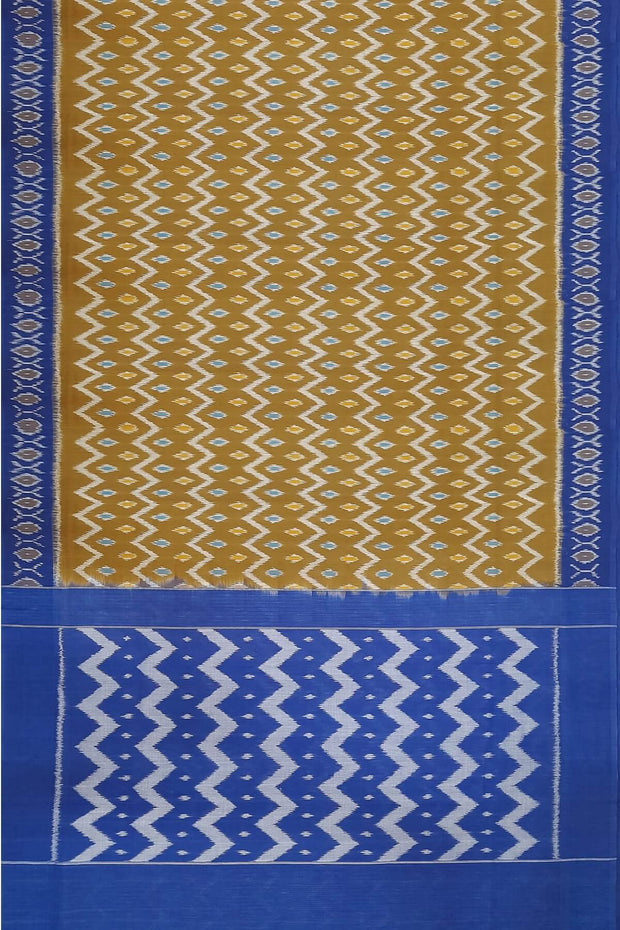 Handwoven ikat pure cotton saree in mehndi green