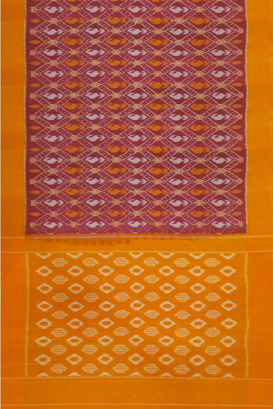 Handwoven ikat pure cotton saree in maroon
