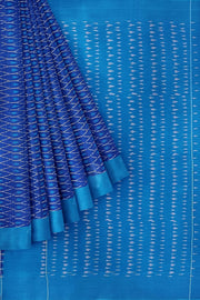 Ikat pure cotton saree in blue with small motifs