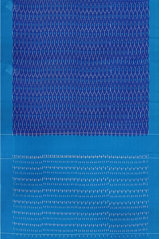 Ikat pure cotton saree in blue with small motifs