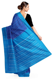 Ikat pure cotton saree in blue with small motifs