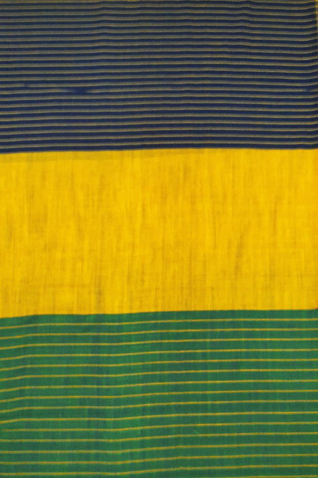 Handwoven ikat khadi cotton saree in yellow
