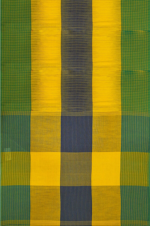 Handwoven ikat khadi cotton saree in yellow