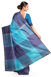 Handwoven ikat  cotton saree in blue