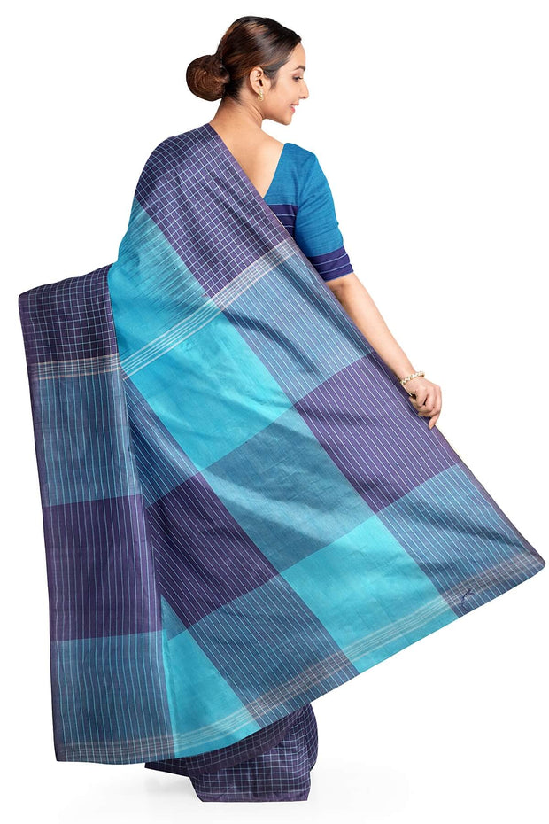 Handwoven ikat  cotton saree in blue
